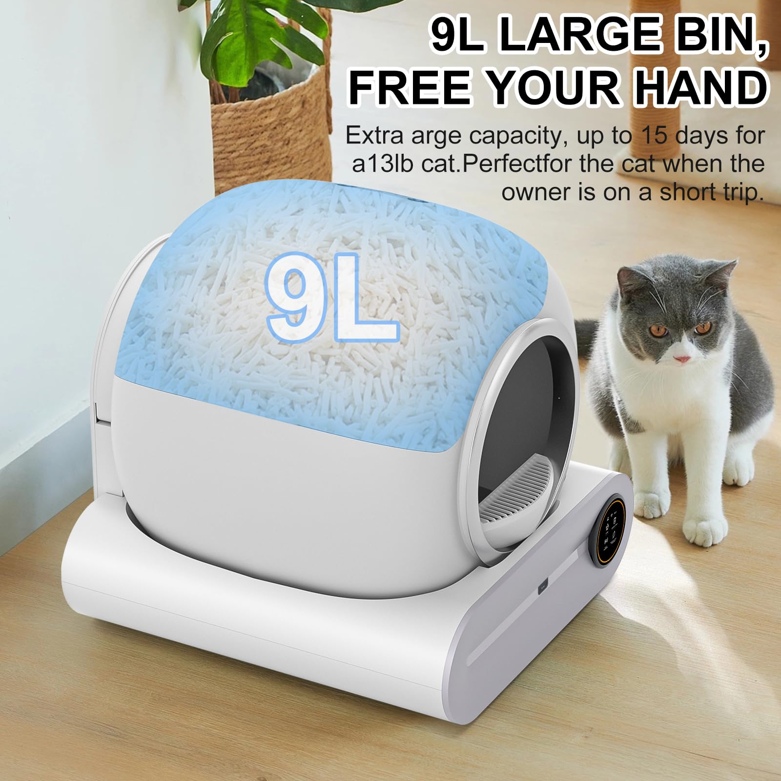 Gerbala Lettiera intelligente autopulente per gatti, 65 l, autopulente, controllo app, grande capacità, per gatti