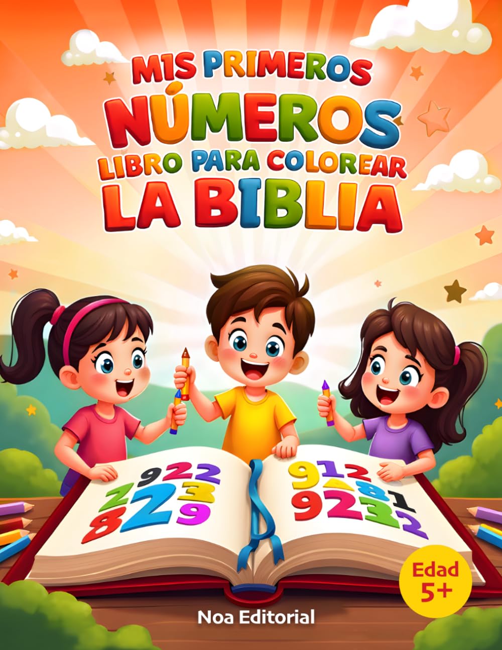Mis primeros números – Libro para colorear la Biblia: Aprender a contar con la Biblia | Libro infantil cristiano con juegos, números y actividades divertidas