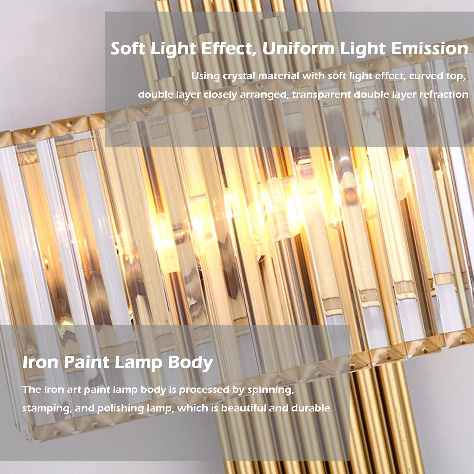 Kristallen wandlamp goud - Luxe LED-wandverlichting met E14 fitting