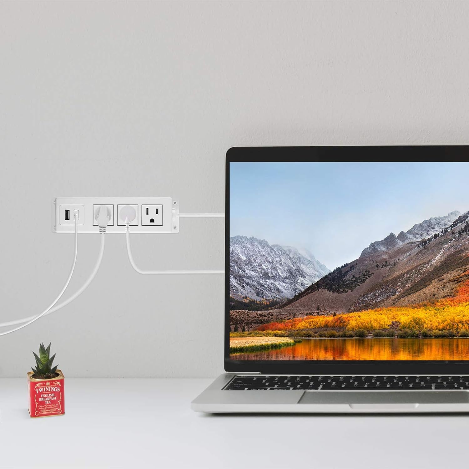 CCCEI 3 Outlets Wall Mount Power Outlet Strip with USB, Under Desk Power Strip Mountable Flat Plug, Desk Mount Power Strip with 6FT Power Cord.