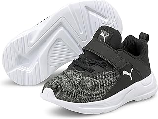 حذاء رياضي كوميت 2 بإغلاق بديل بشريط فيلكرو للأطفال من الجنسين من بوما، أبيض وأسود