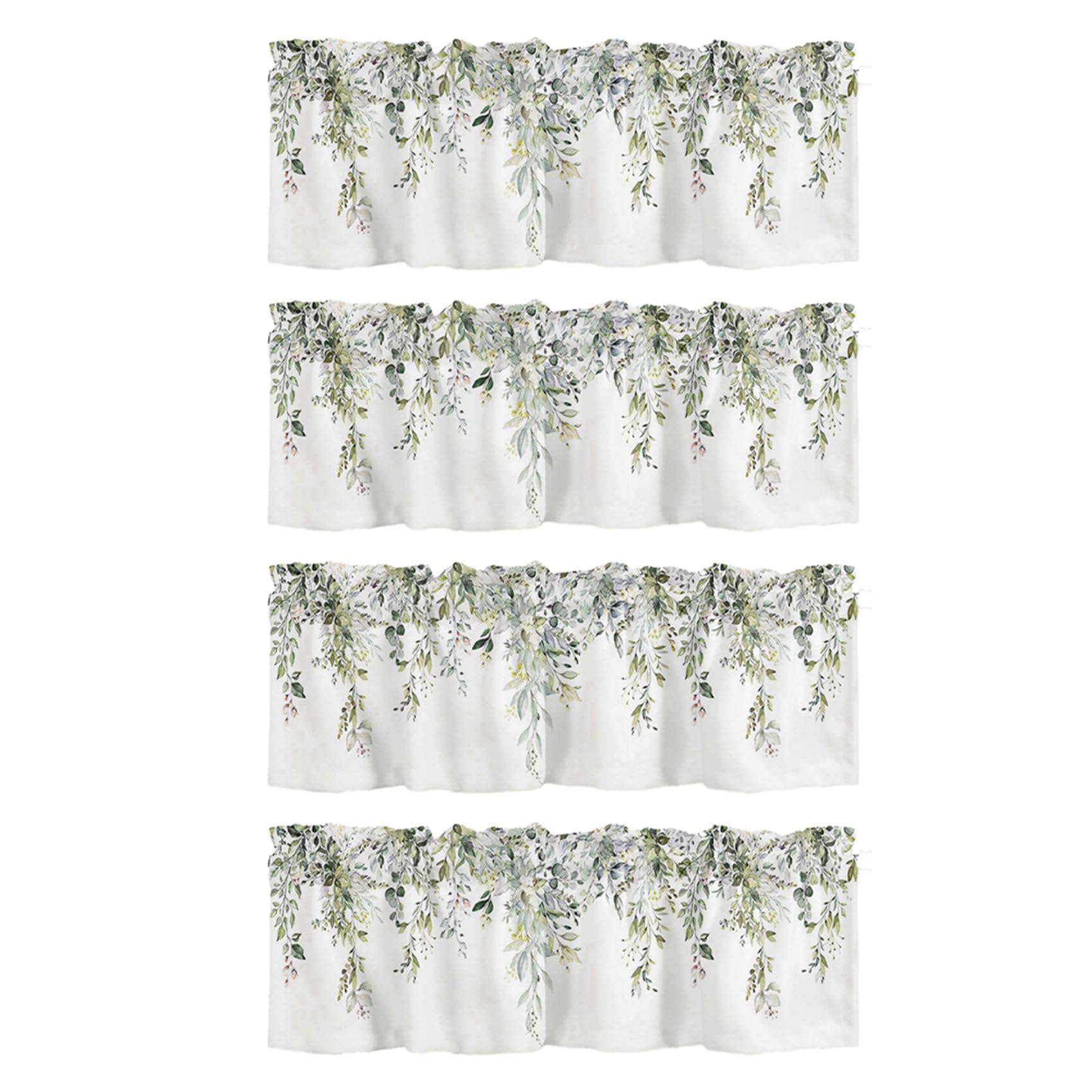 Hndhbfgrt 4X Sage Green Curtain Valance for Watercolor Eucalyptus Leaf Rod Pocket Valance Window Treatments Plant Leaves