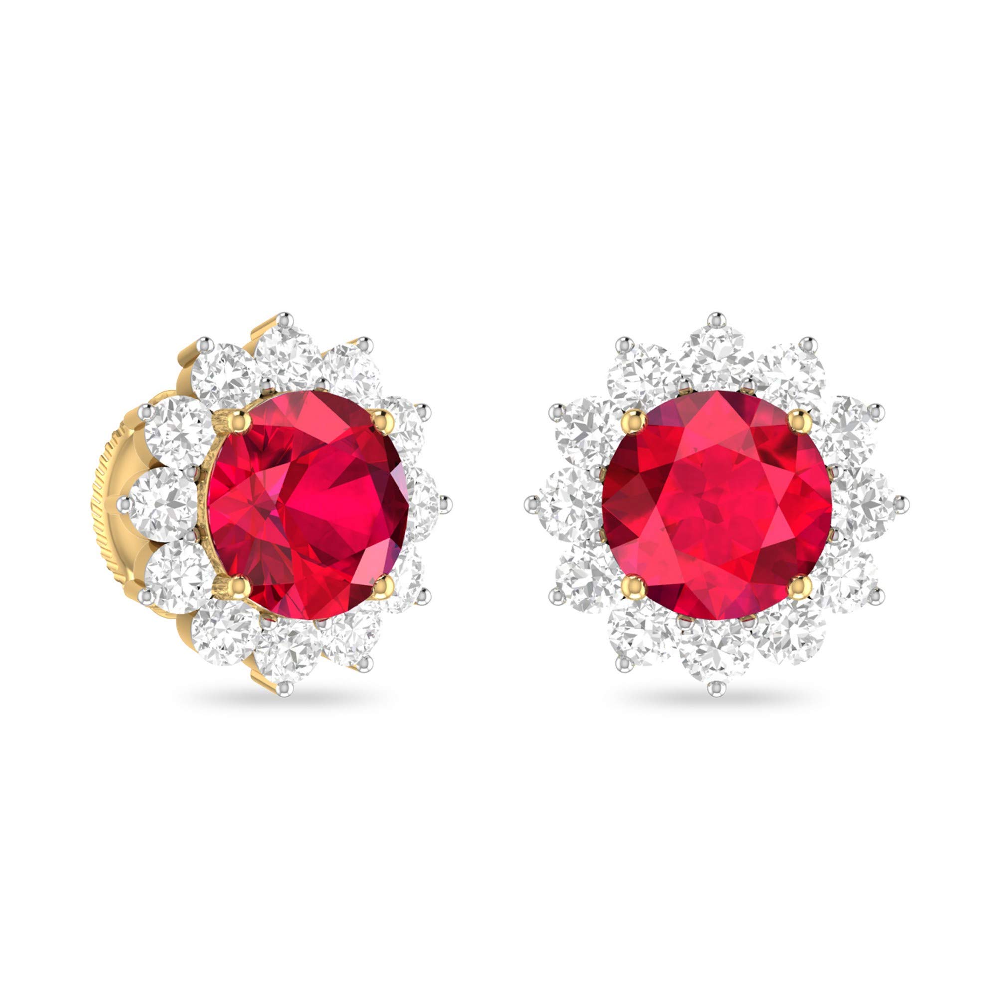 Yellow Gold and Solitaire Stud Earrings for Women-image-47
