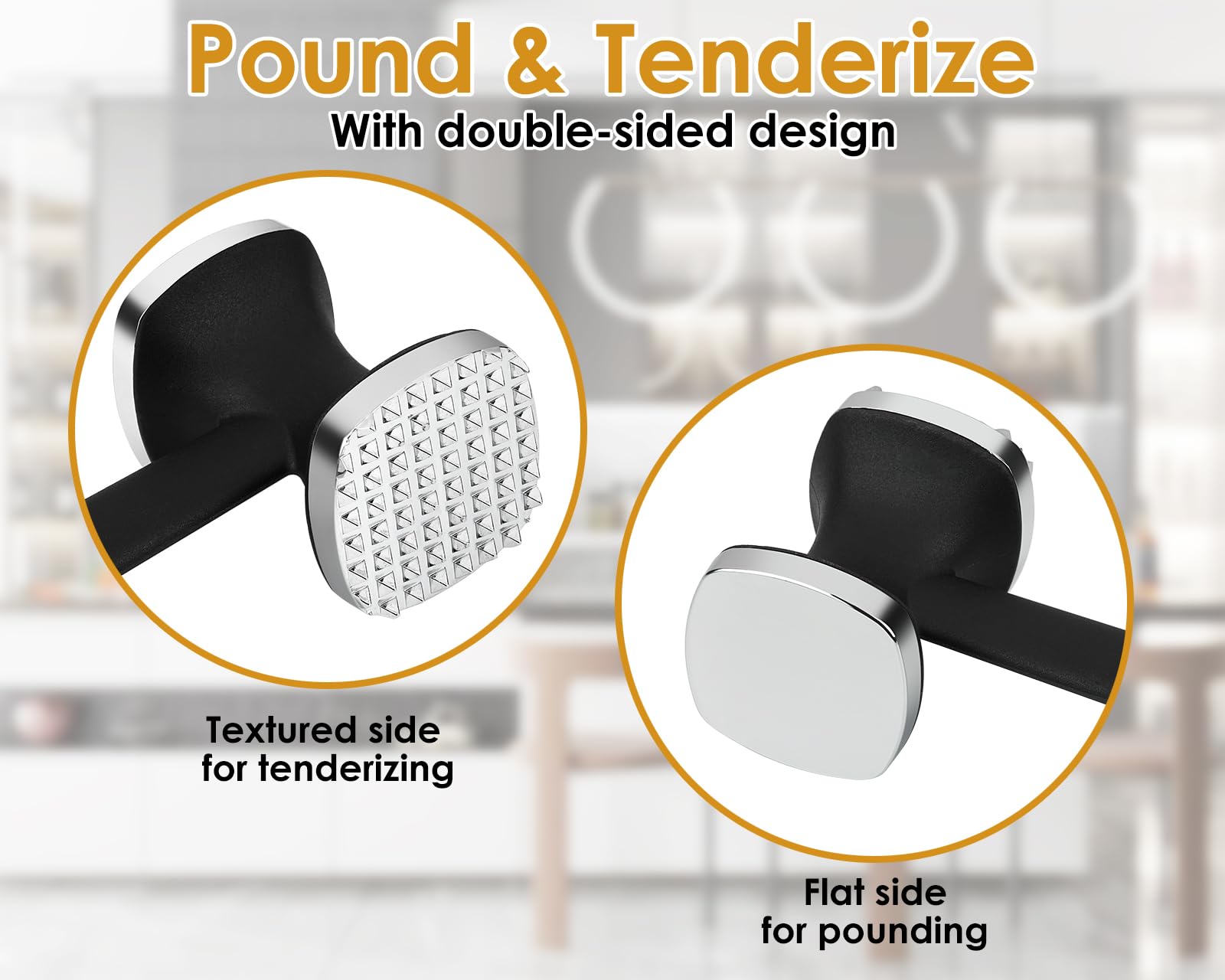 ds. distinctive style Tenderizer do mięsa dwustronny młotek kuchenny do kurczaków spłaszczacz z wygodnym uchwytem 9,6 cala młotek do mięsa