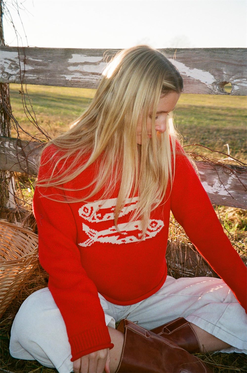 Genérico Jersey Oversize Mujer con Estampado de Peces,Casual para Otoño