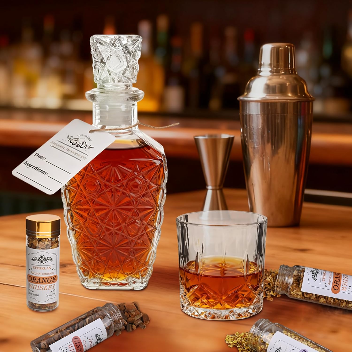 Premium Alcohol Infusion Kit | Complete Home Bar Set with Natural Botanicals, Recipe Guide & Tools for Whiskey, Vodka, Rum, Gin, Tequila & Cocktails, Valentine's Day Gift for Men, Husband, Him