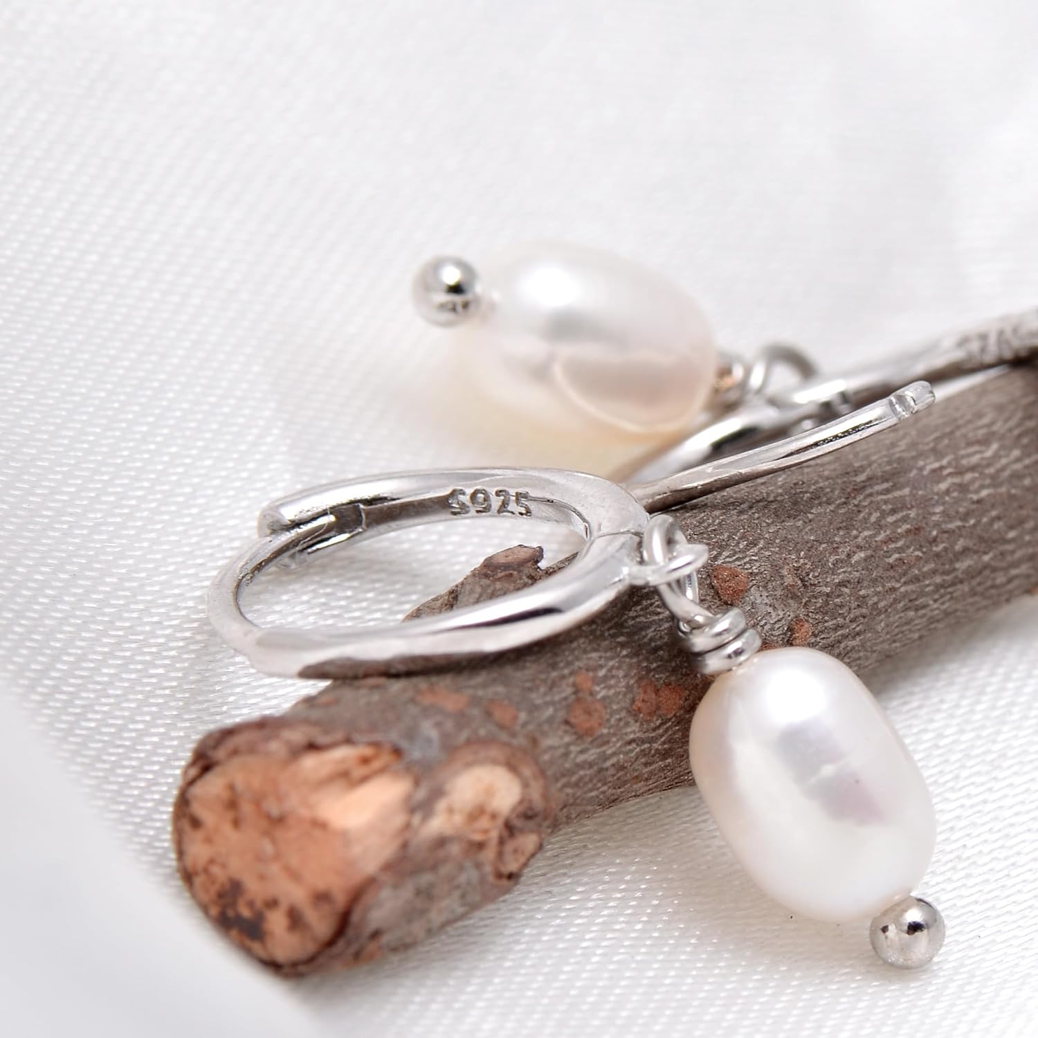 Freshwater Cultured Pearls Earrings Sterling Silver Small Huggie Studs for Women - Image 4