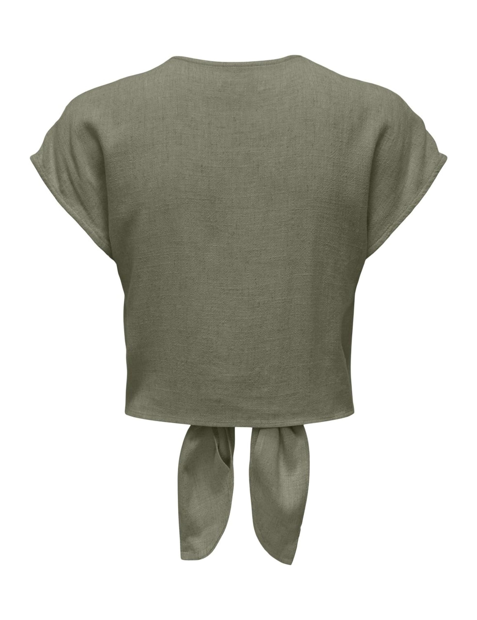 ONLY Damen Kurzarm Bluse mit Knopfleiste und Bindeschleife Cropped Shirt