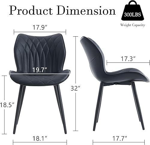 Miniatura 2 de YOUNIKE Juego de 2 sillas de comedor tapizadas de piel sintética para cocina y comedor, modernas sillas laterales para sala de estar y dormitorio