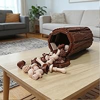 Vista 3 de Juego de ajedrez magnético de hongos del bosque, juego de ajedrez de bosque, juego de mesa de ajedrez de troncos y hongos con damas de bellota