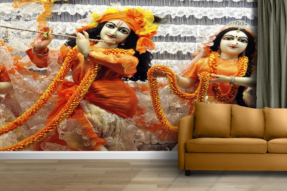 Imagine Printing Solution 3D Wallpaper Radha Kishan Hd Print Wall Painting Poster Picture Wall Sticker for Living Room, Bedroom, Home Decor, PVC Vinyl, Muticolor, Pack of 1