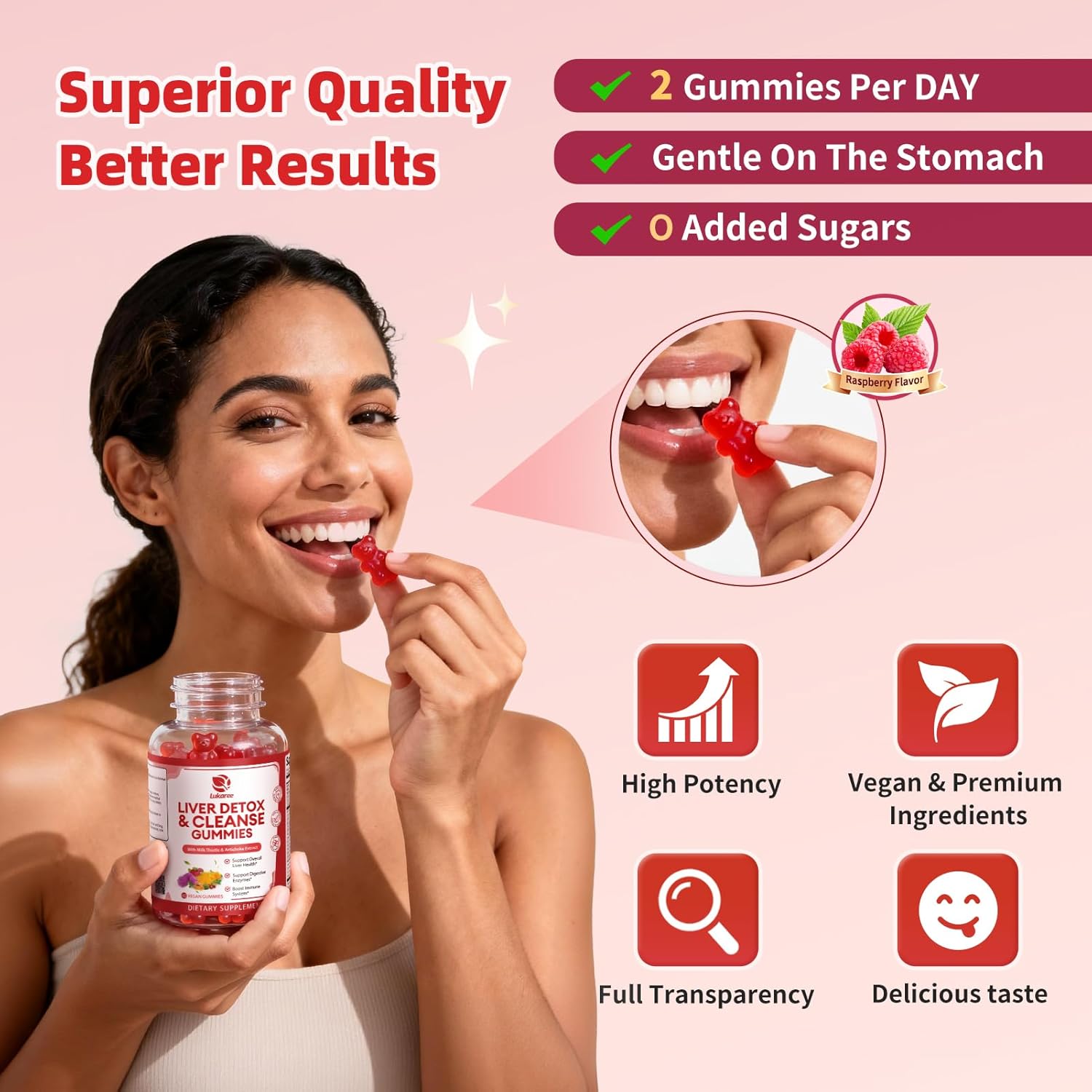 2 Pack Lukaree Liver Cleanse Detox & Repair Gummies | Sugar-Free Milk Thistle Supplement w/Artichok & L-Glutathione - Ultra-Concentrated Herbal Liver Support for Men & Women -Vegan,60 Count - Image 7