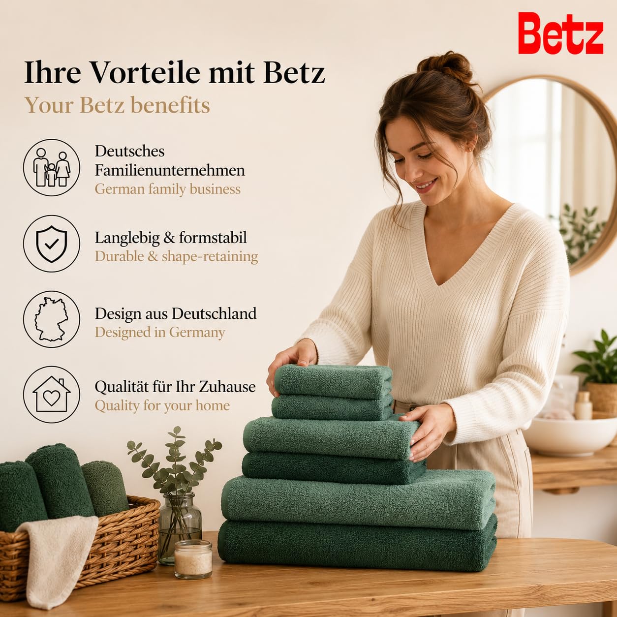 Betz Premium Handtuch-Set 12-teilig 100% Baumwolle Oeko-TEX Zertifiziert 470 g/m² heugrün tannengrün