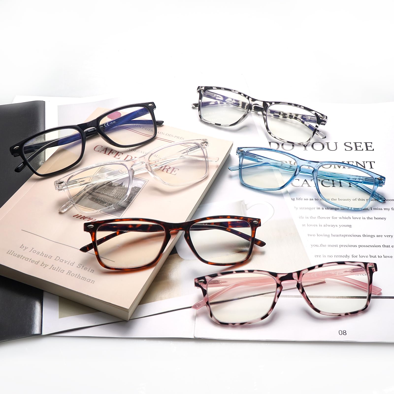 Paquete de 6 lentes de lectura para mujeres y hombres, con bisagra de resorte, bloqueo de luz azul, antifatiga ocular, lectores de computadora