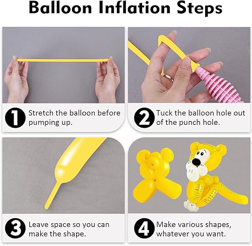 Vista 10 de 100 globos mágicos largos de látex trenzado de 260 Q para forma de animal, cumpleaños, payasos (blanco)