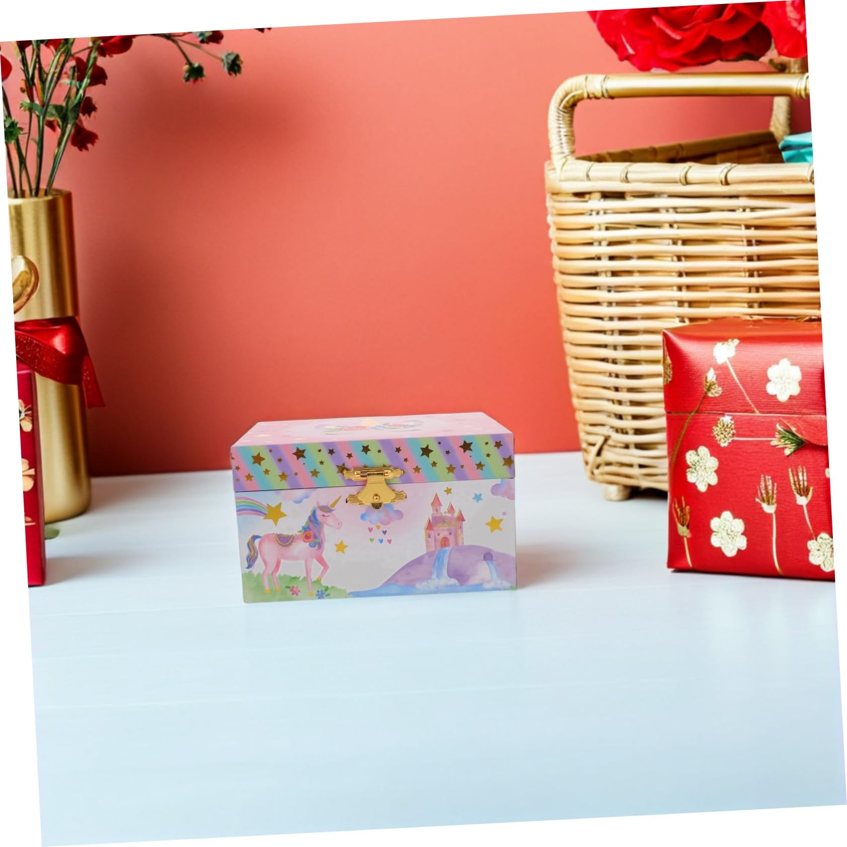 Caja de Música Unicornio para Niña Joyero Musical de Madera con Almacenamiento Versátil y Diseño Encantador Adecuado para Cumpleaños y Regalos