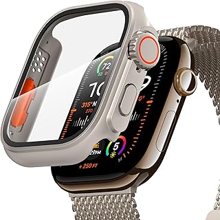 ديروت جراب حماية لساعة ابل سلسلة 10 46 ملم من الزجاج المقسى، تصميم فريد HD رفيع للغاية من البولي كربونات من جميع النواحي، ستيل التيتانيوم (HD)، 46 ملم لسلسلة 10