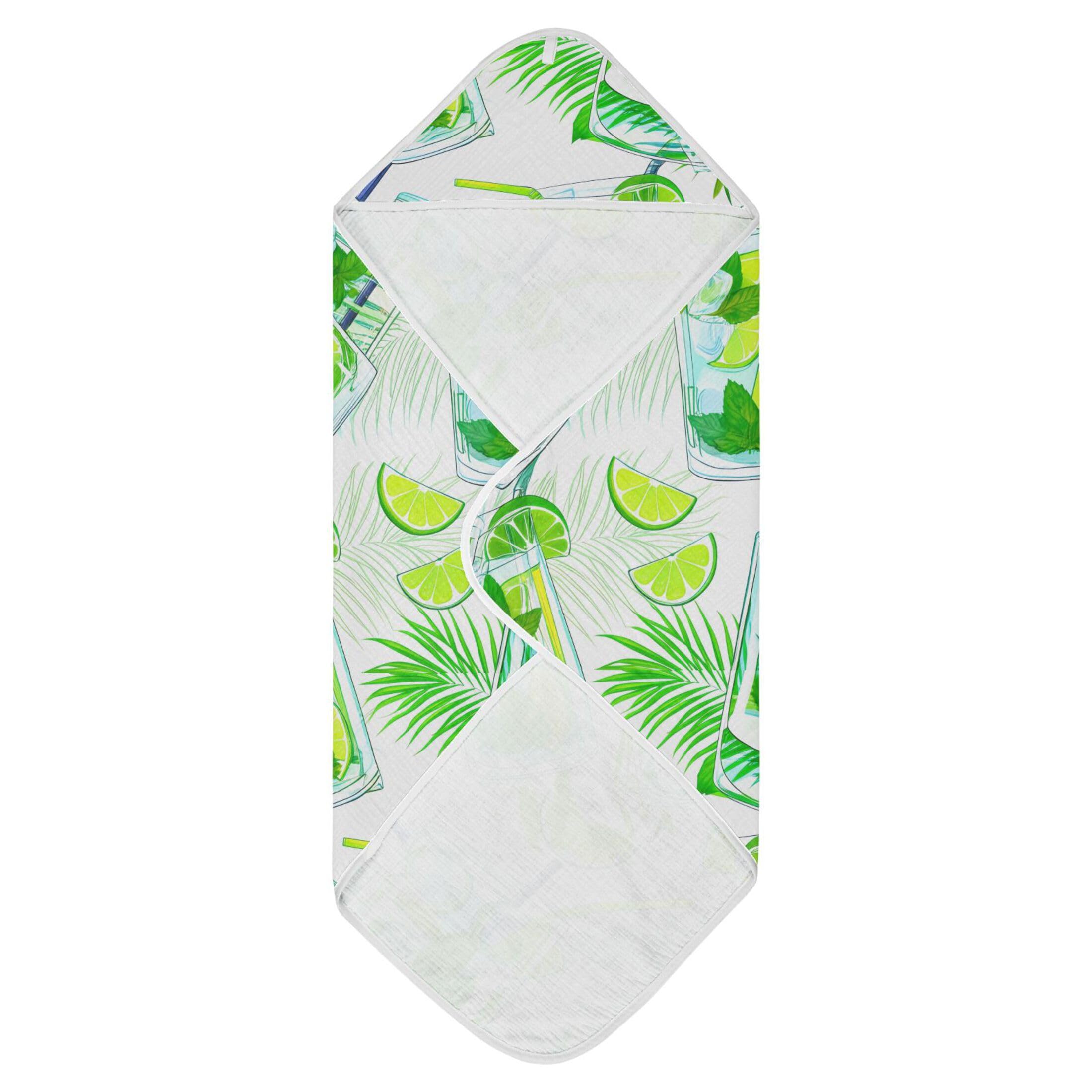 Kigai Baby Hooded Towel Absorbent Baby Bath Shower Towel with Hood for Newborn Boys Girls Babies Infant Toddler (Mojito Cocktails 35 x 35 in)