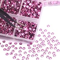 Vista 4 de Nibiru 6616 diamantes de imitación de cristal con parte trasera plana de varios tamaños para manualidades, gemas de vidrio redondas con pinzas y Rosa