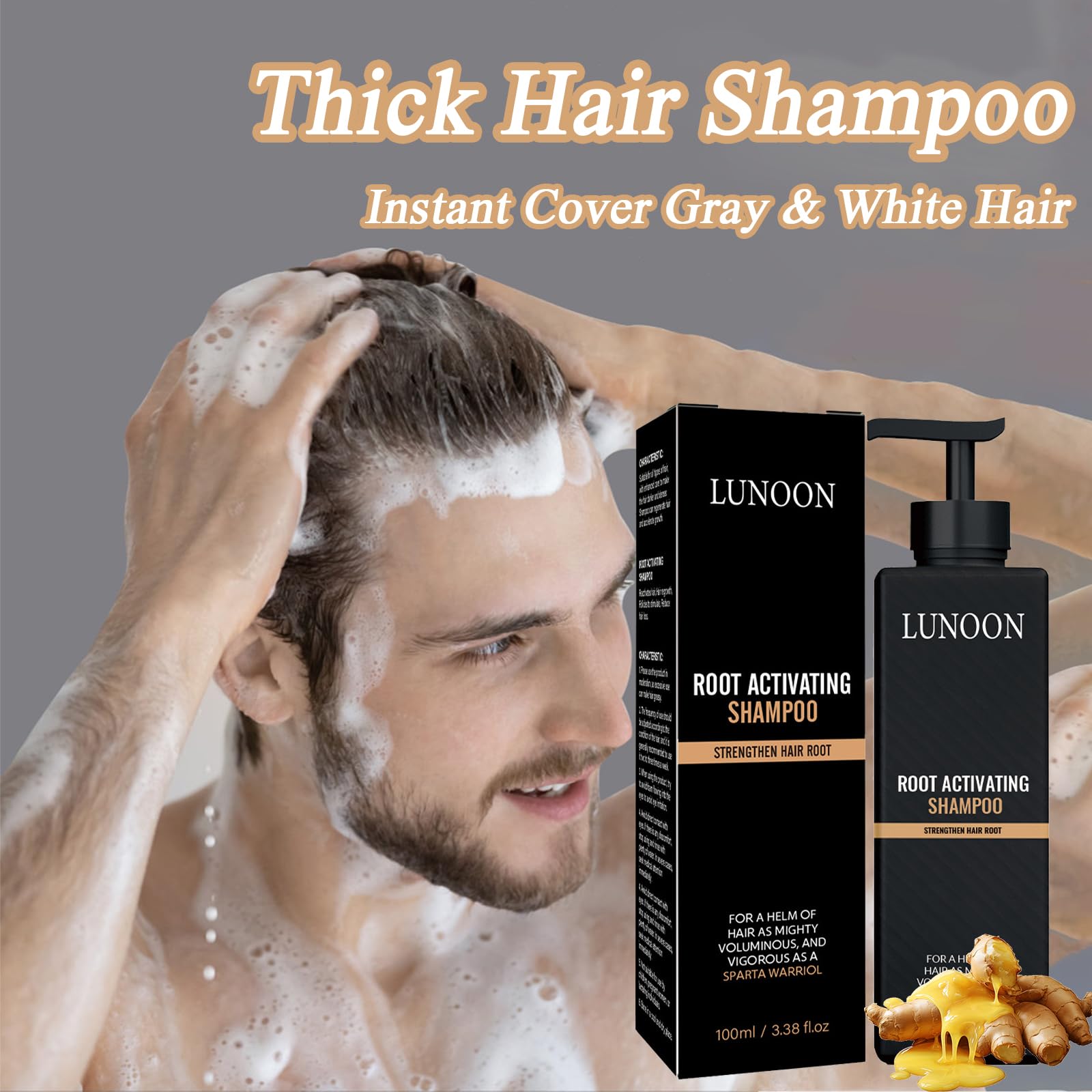 Root Activating Szampon 2 sztuki Ginger Black Hair Growth Shampoo 2024 New Root Activator Szampon nadaje się do poprawy objętości i tekstury włosów