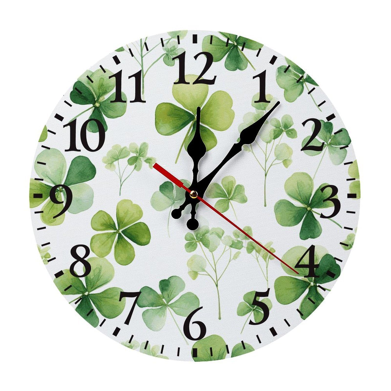 NTVOWPZO 10 Inch Wall Clock Clover Battery Operated Wall Clocks Silent Non-Ticking Round Wall Clock for Living Room Kitchen Home Office Wall Decorative Clock