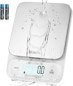 BOMATA Waterproof IPX6 Kitchen Scale, 0.1 g/0.01 oz High Precision, 5 kg/11 lbs