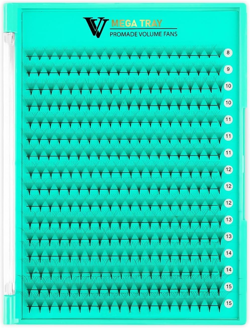 VAVALASH Premade Fans Eyelash Extensions 320 Fans 10D 14D 16D 20D 0.03 0.05 0.07 Thickness C/D Curl Middle Stem Premade Fans Russian Volume Lash Extensions (320 Fans-10D-0.03-D-8-15mm)