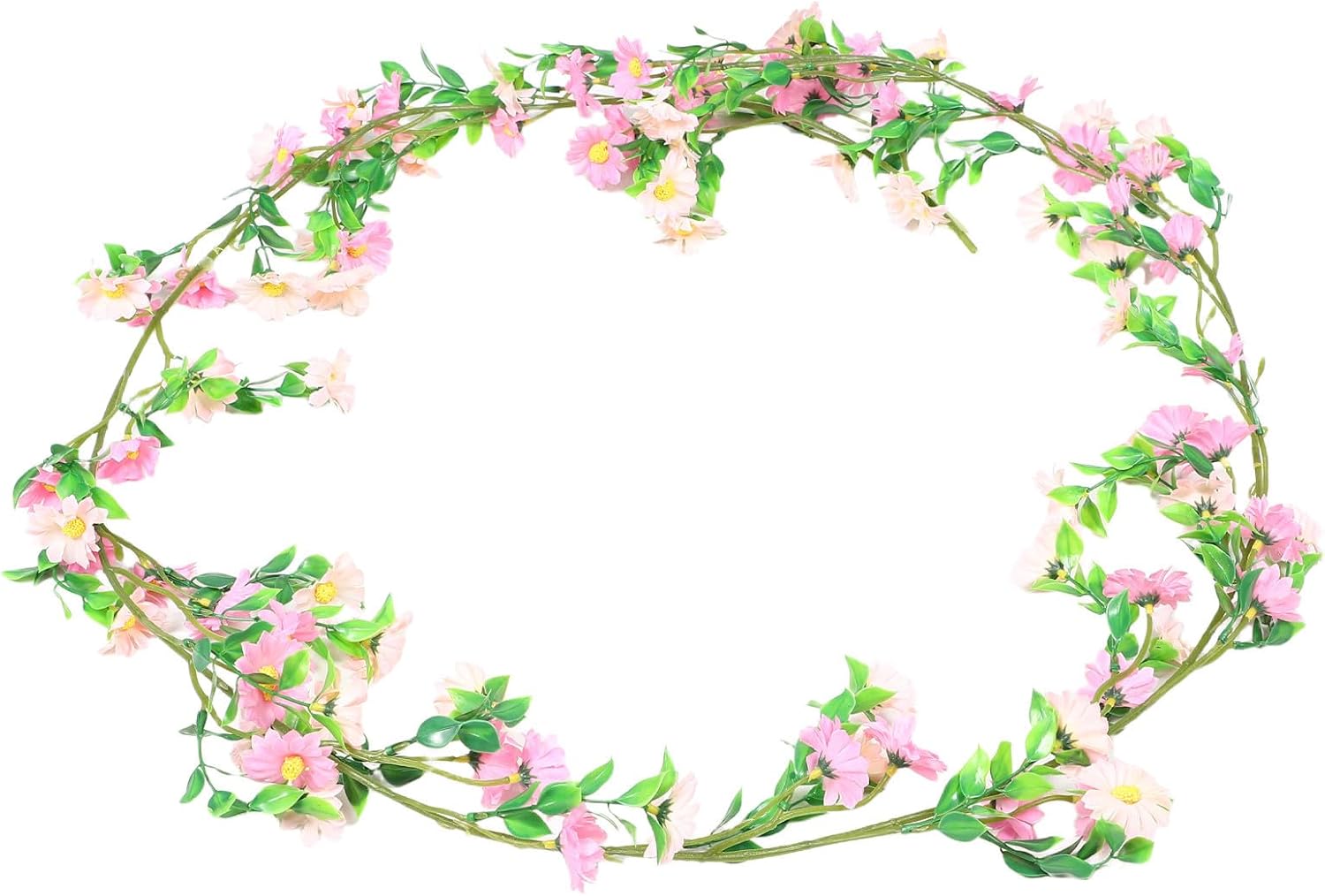 MAGICLULU Artificial Daisy Flower Garland Silk Floral Vines Pink Flowers, Easy Installation and Fade Resistant, for Home Decor and Balcony Decoration in Spring Parties and Weddings