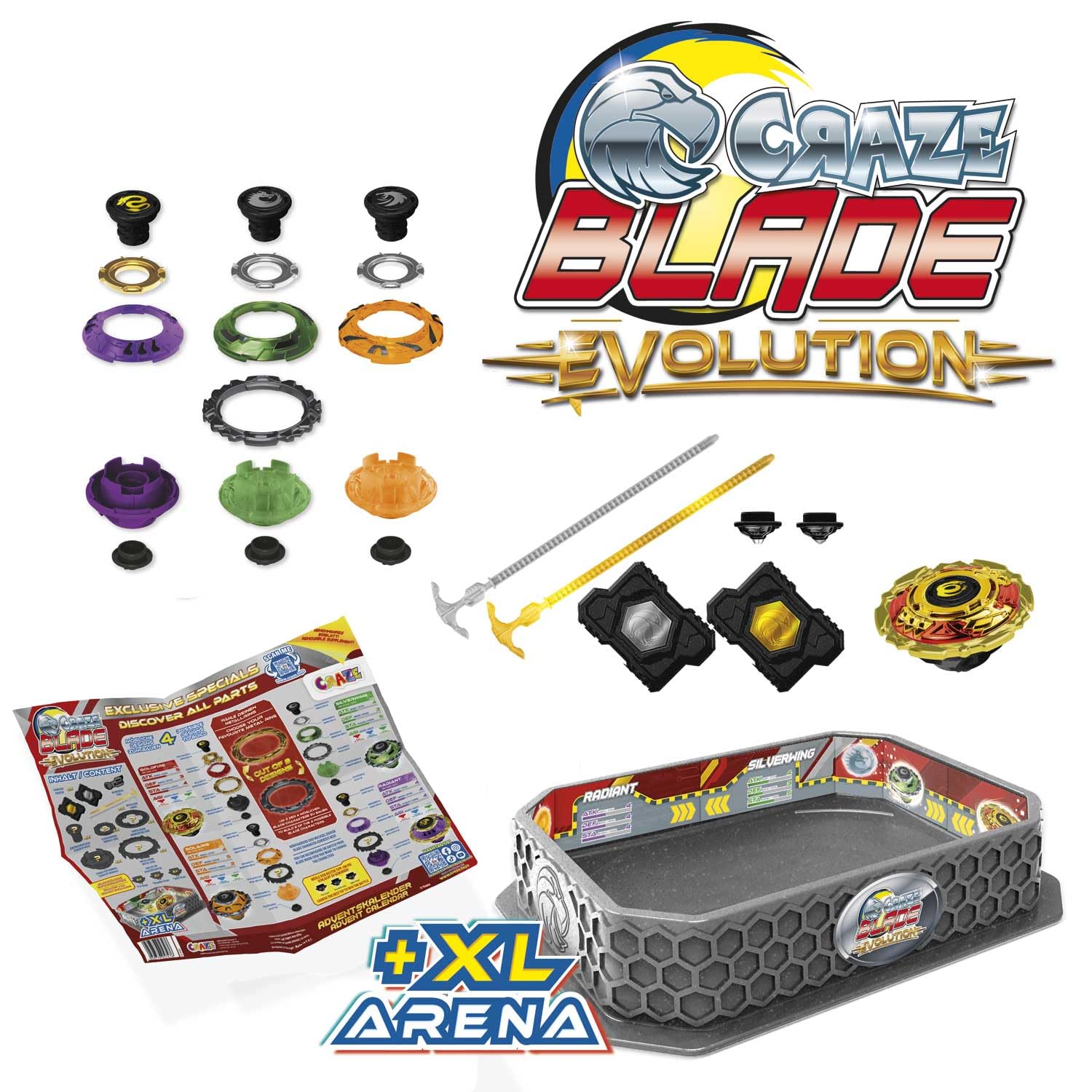 CRAZE BLADE Calendrier de l'Avent garçon et fille avec Toupies de combat BLADE - Calendrier de l'Avent Jouet avec arène de combat, lanceur et toupie - de Noël pour garçons et filles