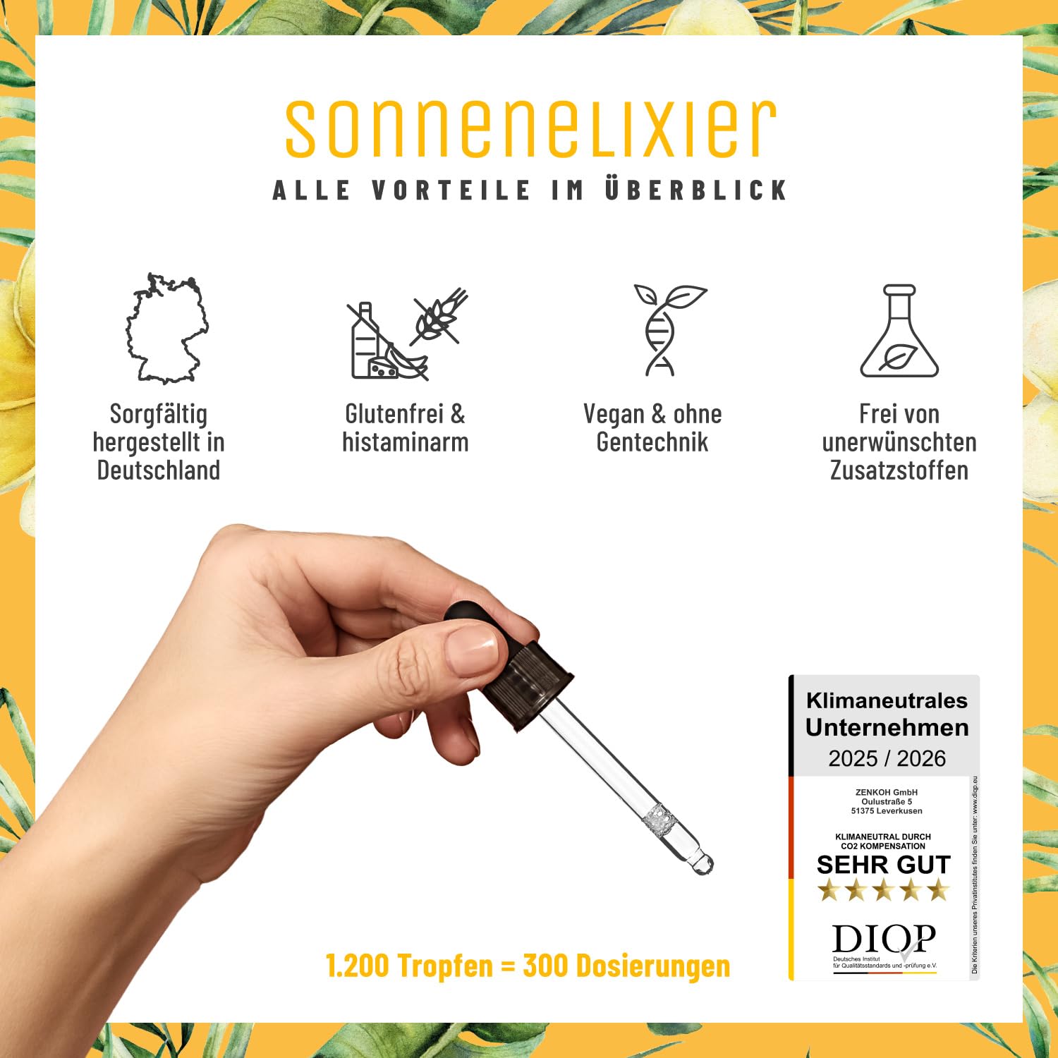NATURTREU® Vitamin D3 K2 Tropfen hochdosiert & vegan - 20.000 I.E Vitamin D3 + K2 MK7 200 mcg pro Dosis (Depot)