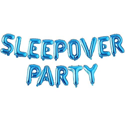 Sleepover Party Supplies for Girls - Blue Sleep Over Letter