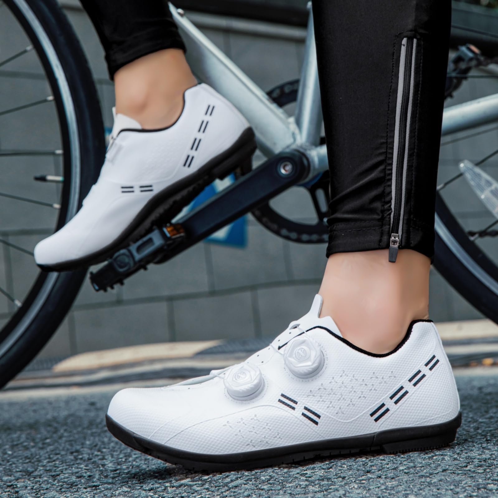 JiuQing Męskie buty rowerowe buty rowerowe z płaskimi pedałami oddychające codzienne szosowe górskie do jazdy po mieście