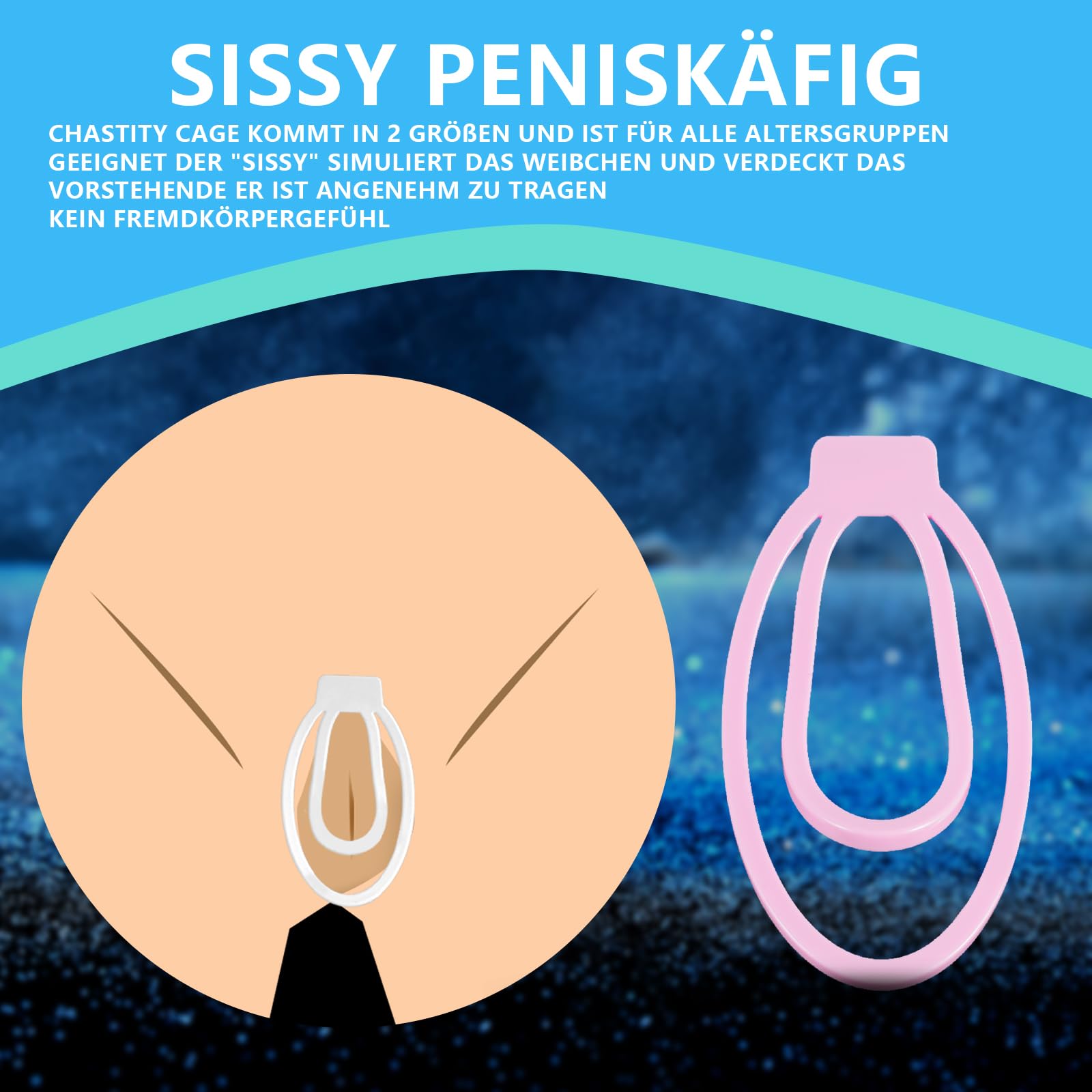 AMAZBEE Uomini imitazione femminile di castità training Scroto Pene Bondage Ring sissy Cage Clip Testicoli Anello di castità Cintura di castità BDSM Gabbia per il cazzo Giocattoli del sesso (Pink-L)