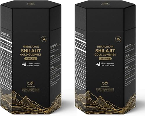 Gomitas Shilajit, gomitas Shilajit puras del Himalaya, suplemento de gomitas Shilajit doradas para hombres, traza natural de 105+, 70 gomitas,