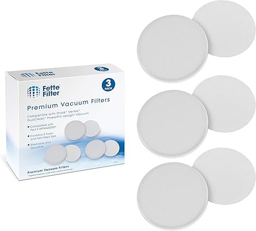 Fette Filter - Paquete de 3 filtros de espuma y fieltro compatibles con aspiradoras verticales Shark Vertex DuoClean PowerFin modelos AZ2000, disponible en Yaxa Colombia
