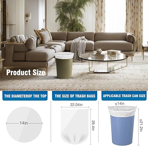 Miniatura 5 de Bolsas de basura de 8 galones, bolsas de basura para el hogar, cocina, baño, oficina, dormitorio, color blanco, sin perfume, 110 unidades