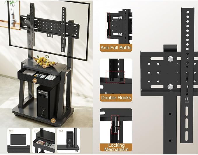 Soporte para TV rodante para TVs de 32-70 pulgadas con ruedas miniatura 6