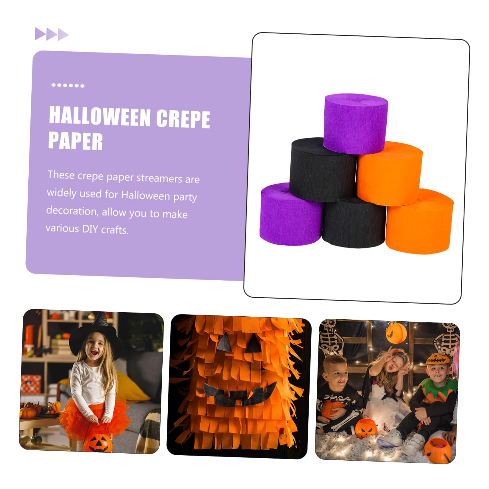 SEWACC 4sets Halloween Party Streamer Orange Schwarz Crepe Rollen Dacoratin Decor Handwerk Liefert 6 Rollen * 4