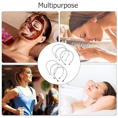 Miniatura 6 de fenshine 6 bandas de metal para el cabello, aro ondulado de resorte, unisex, color negro, banda para el cabello con espalda resbaladiza,