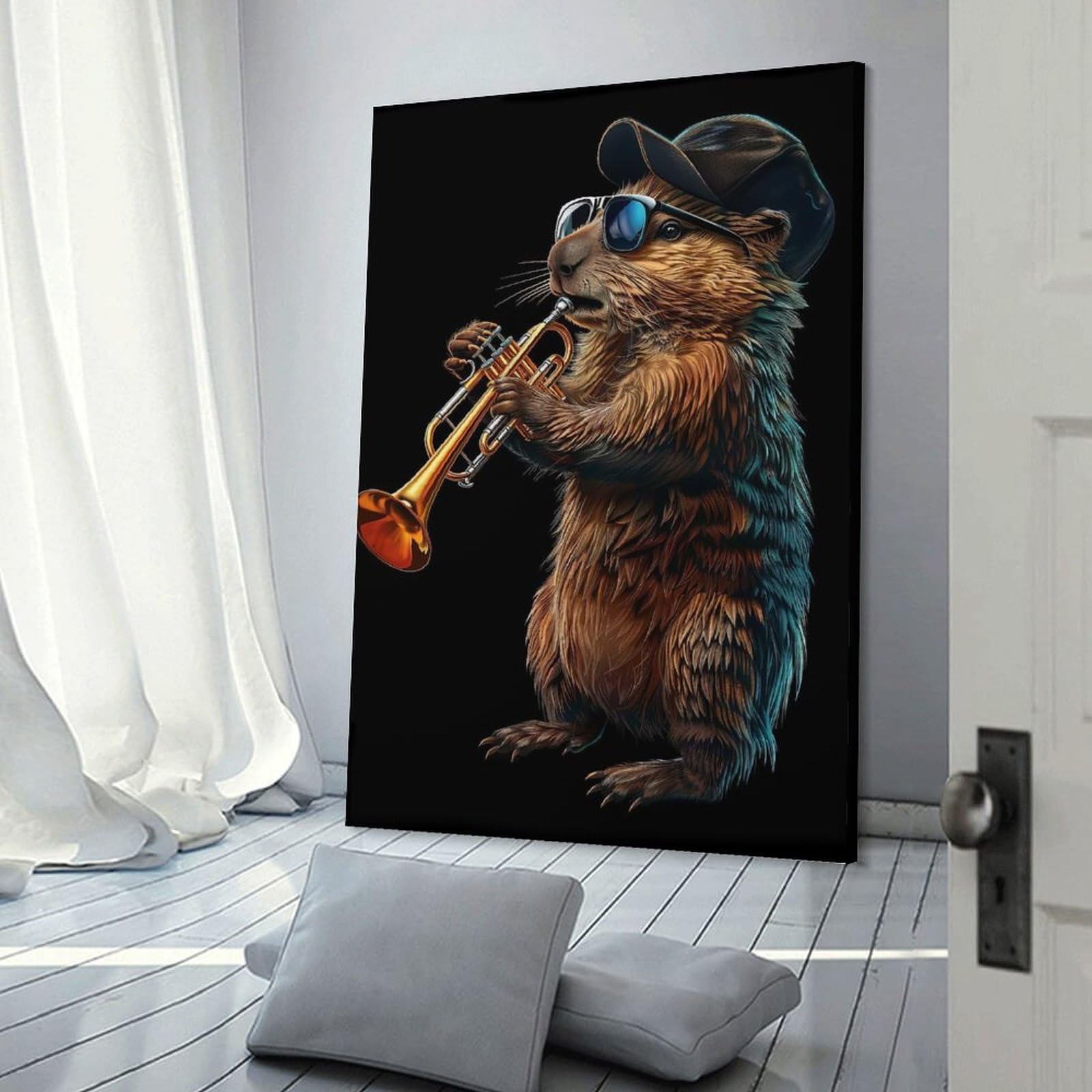 Junmoney Frame-Style-20 Beaver Trumpet Wall Picture Print 12X18inch(30X45cm), For Work Areas, Reading Rooms Or Studios, An Interior Accent For Desk Areas