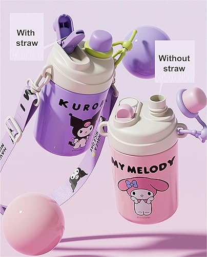 Miniatura 5 de Kuromi - Botella de agua aislada de acero inoxidable con correa de 17.6 fl oz