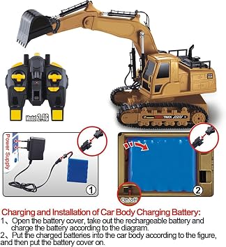 10 Channel Remote Control Excavator, Fully Functional Remote Control Digger, 1:18 Scale Construction Truck with Sound Effect, 680° Rotation, 2.4Ghz Transmitter, For Boys 4-12 Years Old