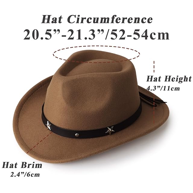 Foto 3 de 6 de DRESHOW Sombrero Cowboy Niños Niñas Western Fedora Fieltro Hebilla de Cinturón Sombreros Retro Panamá Unisex…