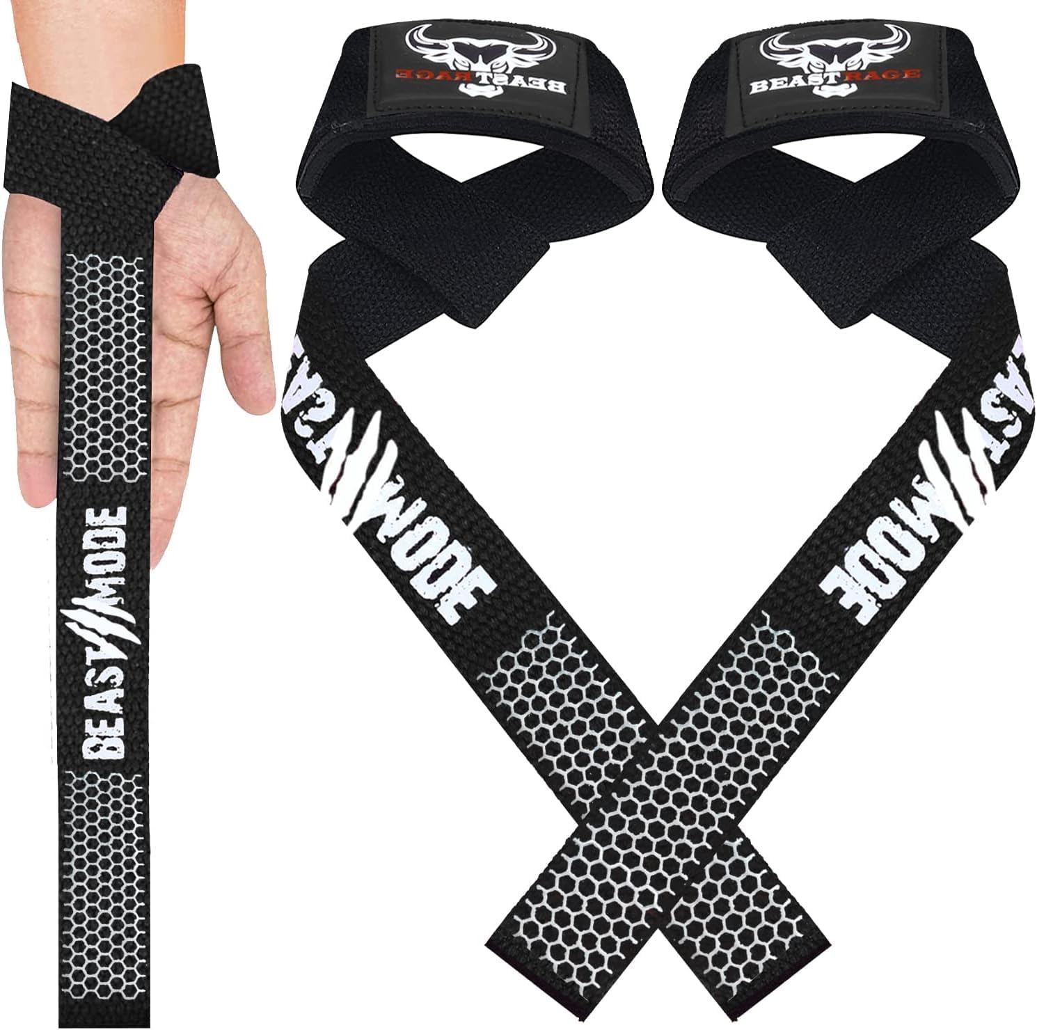 BEAST RAGE Lifting Wrist Straps for Weightlifting, Weight Lifting Straps Gym Grip Power Workouts Lifting Straps Padded Cotton Men Women Wrap Lift Deadlift Straps Hard Pull Exercise