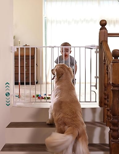 Miniatura 8 de Babelio Puerta para bebé/perro sin barra inferior de 29-43 pulgadas para escaleras y puertas, fácil de quitar e instalar, función de cierre Negro