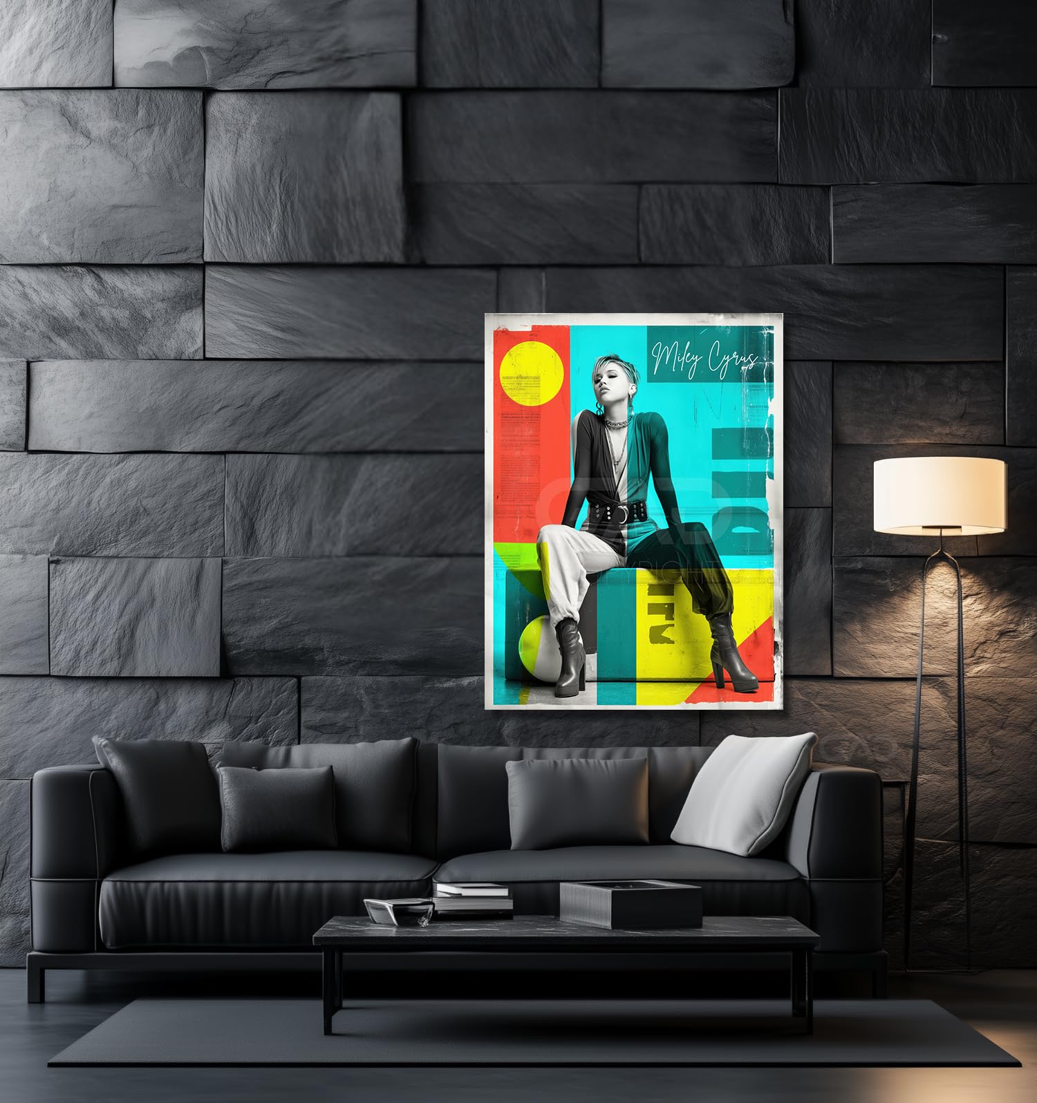 Poster Miley Cyrus (cornice non fornita) – Decorazione da parete – Collage artistico Pop Rock – Artista GAD | 7 formati disponibili (45 x 60 cm / 18 x 24")
