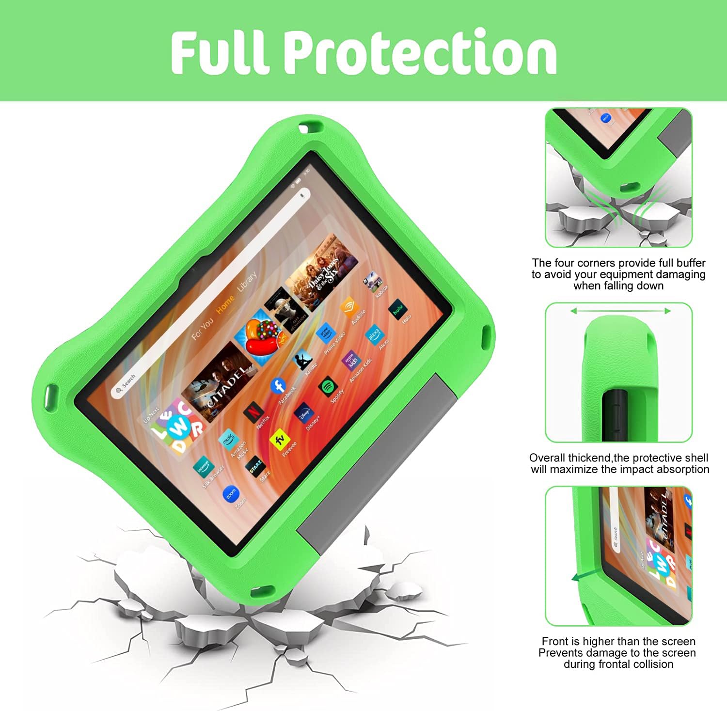 Custodia Protettiva Per Tablet 10 Pollici Per Bambini – DJ&RPPQ Colore Verde – Antiurto In Schiuma EVA Con Impugnatura E Supporto Regolabile