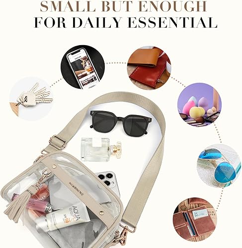 Miniatura 9 de Missnine Bolsa transparente aprobada para estadios, pequeña bolsa transparente para mujeres, bolsa cruzada transparente para conciertos, eventos