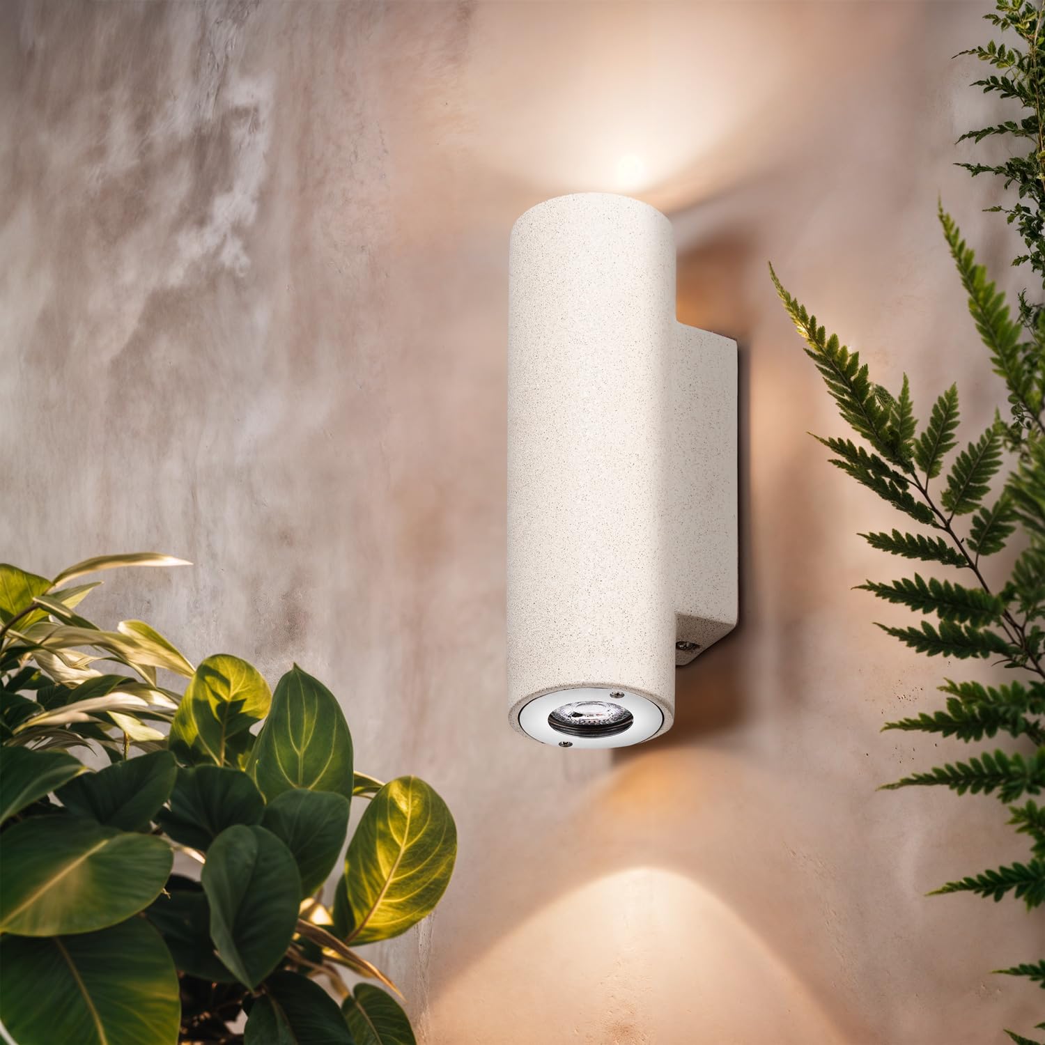 Applique Murale Extérieure Ciment Éclairage en Double Face Banjar Beige
