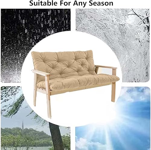 Miniatura 7 de Cojines de repuesto para columpio, cojines de columpio de porche con respaldo de 2 a 3 plazas, cojines de banco impermeables con lazos para muebles